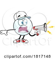 Cartoon Golf Ball Mascot Using A Megaphone Licensed Clipart