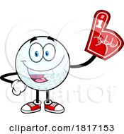 Cartoon Golf Ball Mascot With A Foam Finger Licensed Clipart