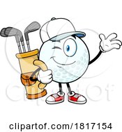 Cartoon Golf Ball Mascot With A Bag Licensed Clipart