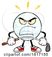 Cartoon Angry Golf Ball Mascot Bending A Club Licensed Clipart