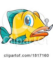 Cartoon Fish With A Hook Stuck In Its Lip Licensed Clipart