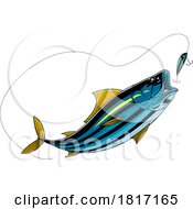 Cartoon Skipjack Tuna Fish Chasing A Lure Licensed Clipart