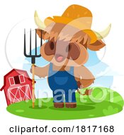 Cartoon Farmer Cow In A Barnyard Licensed Clipart