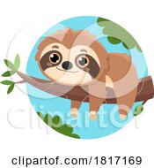 Cartoon Sloth Resting On A Branch Licensed Clipart