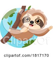 Cartoon Sloth Waving Licensed Clipart