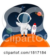 Cartoon Astronaut On A Foreign Planet Licensed Clipart