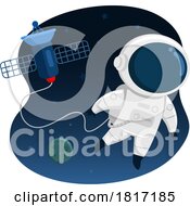 Cartoon Astronaut Floating In Space Licensed Clipart