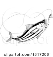 Cartoon Skipjack Tuna Fish Chasing A Lure Licensed Clipart