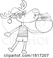 Cartoon Christmas Reindeer On Vacation Licensed Clipart