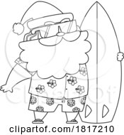 Poster, Art Print Of Cartoon Vacation Santa Claus Surfing Licensed Clipart