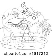 Cartoon Christmas Reindeer On Vacation Licensed Clipart