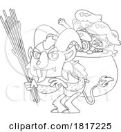 Cartoon Krampus With Scared Children Licensed Clipart