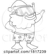 Poster, Art Print Of Cartoon Vacation Santa Claus Snorkeling Licensed Clipart