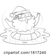 Poster, Art Print Of Cartoon Vacation Santa Claus Swimming Licensed Clipart