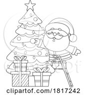 Poster, Art Print Of Cartoon Santa Claus Decorating A Christmas Tree Licensed Clipart