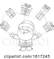 Poster, Art Print Of Cartoon Santa Claus With Gifts Licensed Clipart