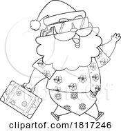 Poster, Art Print Of Cartoon Vacation Santa Claus With A Suitcase Licensed Clipart