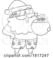 Poster, Art Print Of Cartoon Vacation Santa Claus Drinking Coconut Milk Licensed Clipart