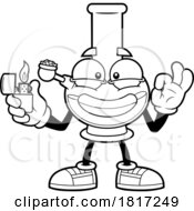 Cartoon Bong Mascot Lighting Up Licensed Clipart