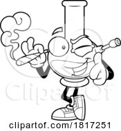 Cartoon Bong Mascot Smoking A Joint Licensed Clipart