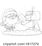 Poster, Art Print Of Cartoon Santa Claus Sending Mail Licensed Clipart