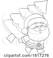 Poster, Art Print Of Cartoon Santa Claus Carrying A Tree Licensed Clipart