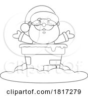 Poster, Art Print Of Cartoon Santa Claus In A Chimney Licensed Clipart