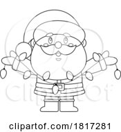 Poster, Art Print Of Cartoon Santa Claus With Christmas Lights Licensed Clipart