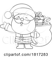 Poster, Art Print Of Cartoon Santa Claus With Sack Of Gifts Licensed Clipart