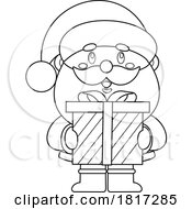 Cartoon Santa Claus Holding A Gift Licensed Clipart