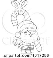 Cartoon Santa Claus With A Candy Cane Licensed Clipart