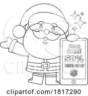 Cartoon Santa Claus With A Discount Sign Licensed Clipart