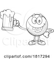 Cartoon Golf Ball Mascot With Beer Licensed Clipart