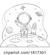 Cartoon Astronaut On A Foreign Planet Licensed Clipart