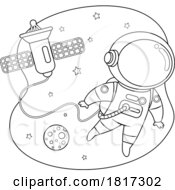 Cartoon Astronaut Floating In Space Licensed Clipart