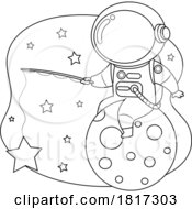 Cartoon Astronaut Fishing For The Stars Licensed Clipart