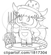 Cartoon Farmer Cow In A Barnyard Licensed Clipart