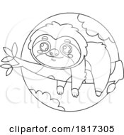 Cartoon Sloth Resting On A Branch Licensed Clipart