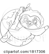 Cartoon Sloth Waving Licensed Clipart