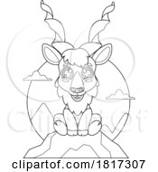 Cartoon Markhor On A Mountain Top Licensed Clipart