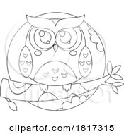 Cartoon Happy Owl On A Branch Licensed Clipart