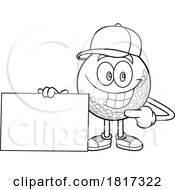 Cartoon Golf Ball Mascot With A Sign Licensed Clipart