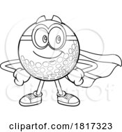 Cartoon Golf Ball Super Hero Mascot Licensed Clipart