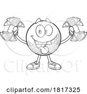 Cartoon Golf Ball Mascot With Cash Licensed Clipart