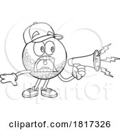 Cartoon Golf Ball Mascot Using A Megaphone Licensed Clipart