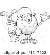 Cartoon Golf Ball Mascot With A Bag Licensed Clipart