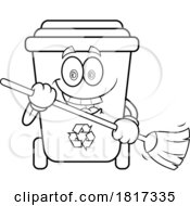 Cartoon Recycle Bin Mascot Sweeping Licensed Clipart