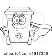 Cartoon Recycle Bin Mascot Wearing A Cape Licensed Clipart