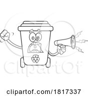 Cartoon Recycle Bin Mascot Using A Megaphone Licensed Clipart