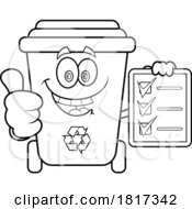 Cartoon Recycle Bin Mascot With A Check List Licensed Clipart